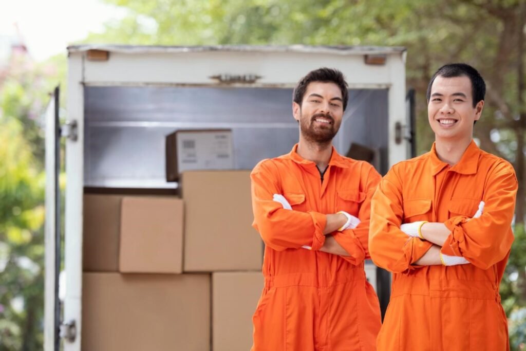 Professional man and van team helping reduce moving day stress