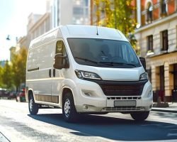 white-courier-van-delivering-packages